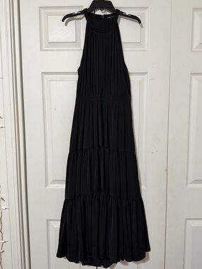 Kobi Halperin Black Halter Tiered Maxi Dress